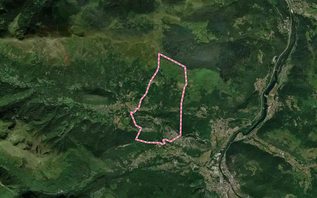 Vue satellite de Bédeilhac-et-Aynat avec ses contours administratifs