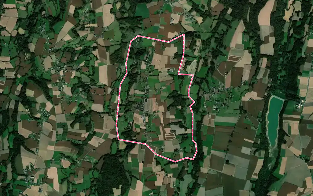 Vue satellite de Bédeille avec ses contours administratifs