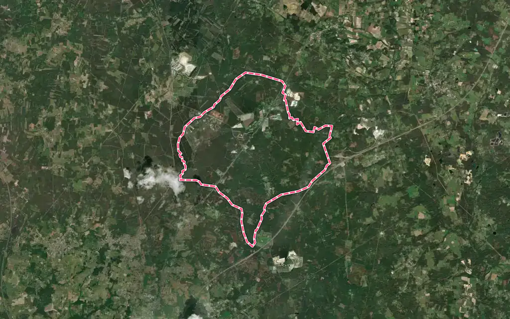 Vue satellite de Bedenac avec ses contours administratifs