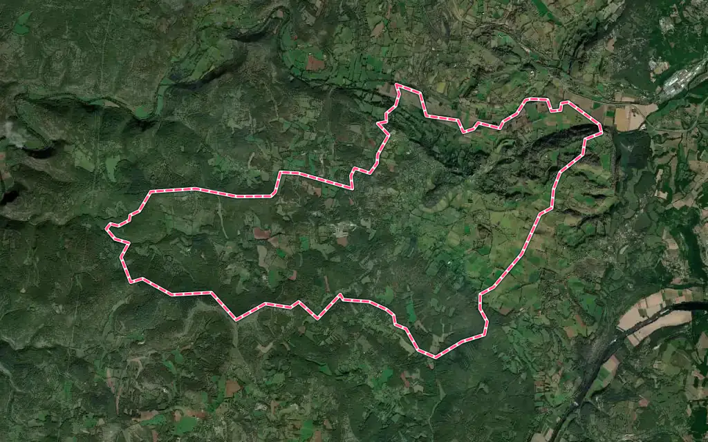 Vue satellite de Béduer avec ses contours administratifs