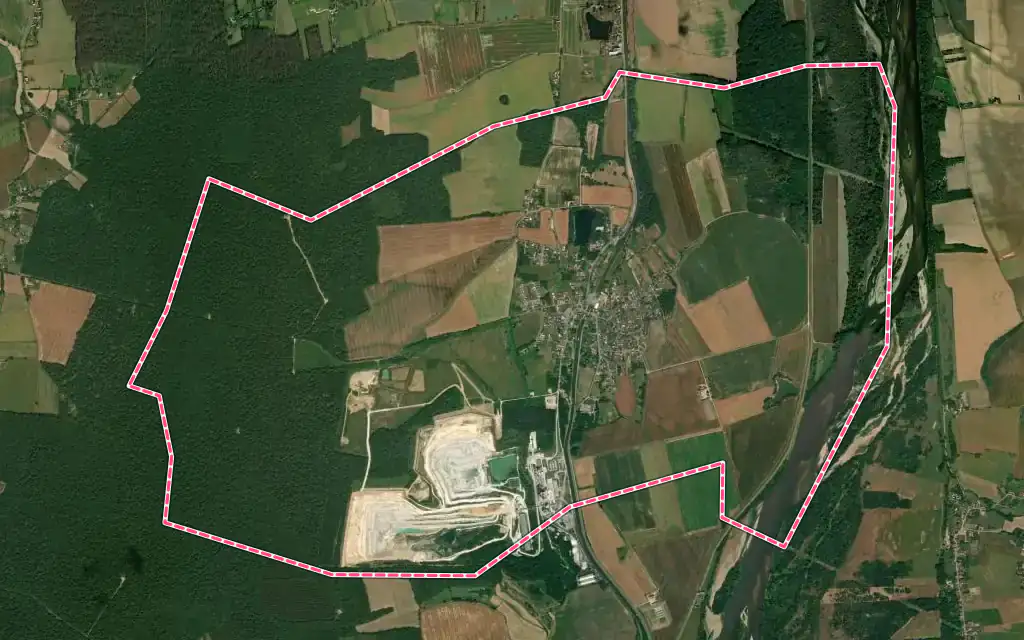 Vue satellite de Beffes avec ses contours administratifs