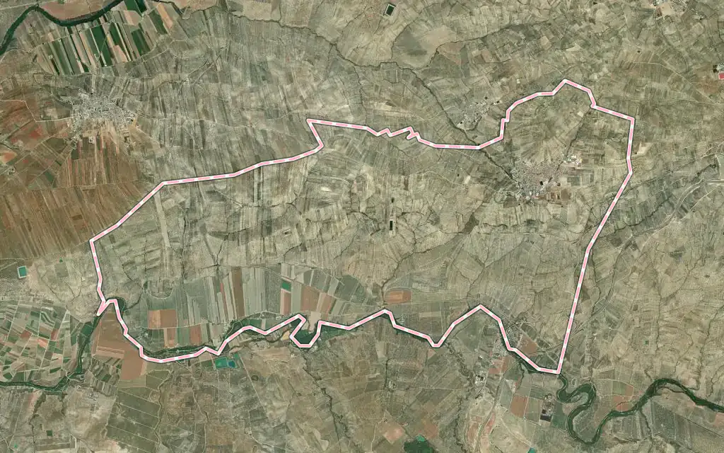 Vista satélite de Begíjar con su contorno administrativo