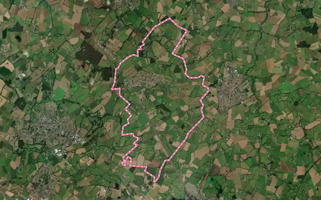 Vue satellite de Bégrolles-en-Mauges avec ses contours administratifs