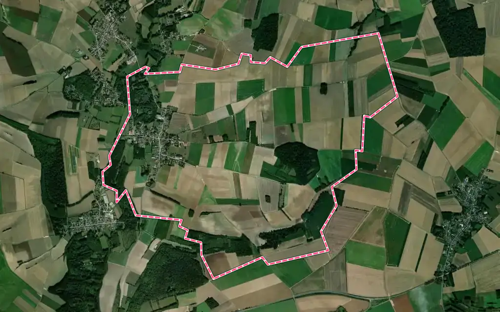 Vue satellite de Béhencourt avec ses contours administratifs