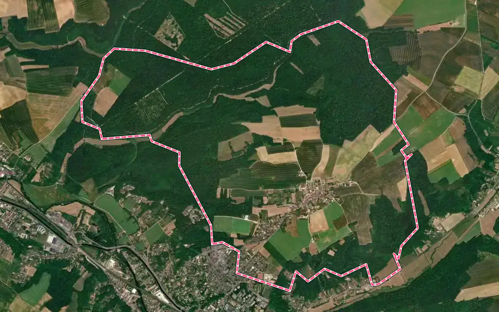 Vue satellite de Behonne avec ses contours administratifs