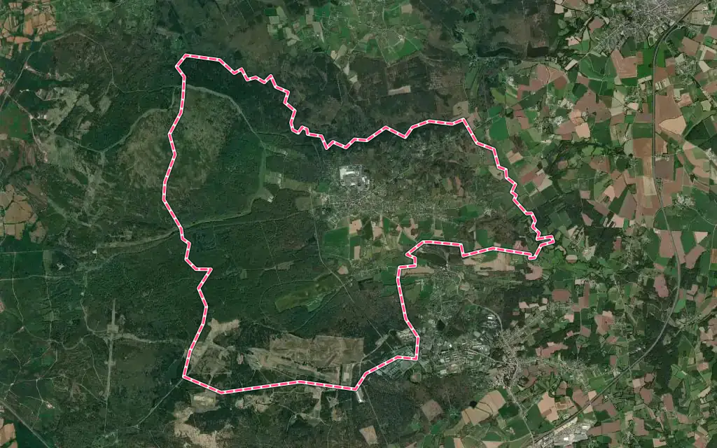 Vue satellite de Beignon avec ses contours administratifs