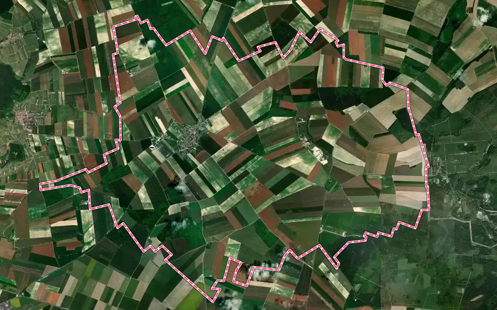 Vue satellite de Beine-Nauroy avec ses contours administratifs