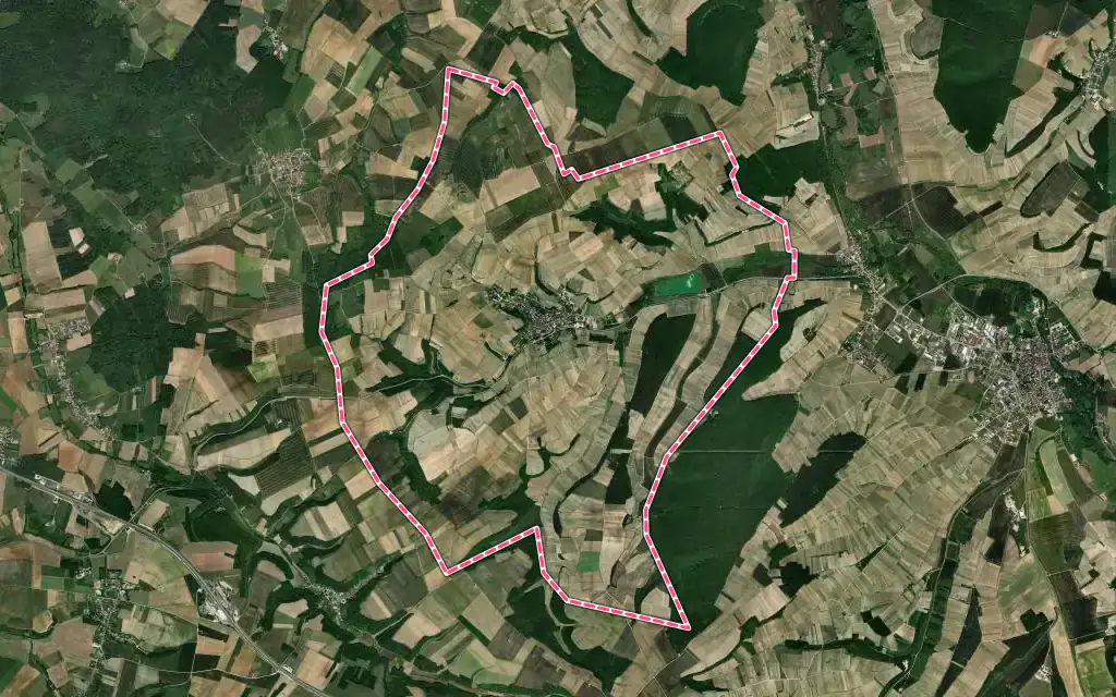 Vue satellite de Beine avec ses contours administratifs