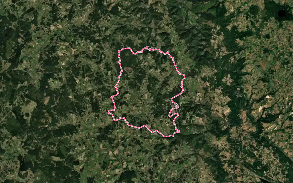 Vue satellite de Bel-Air-Val-d'Ance avec ses contours administratifs