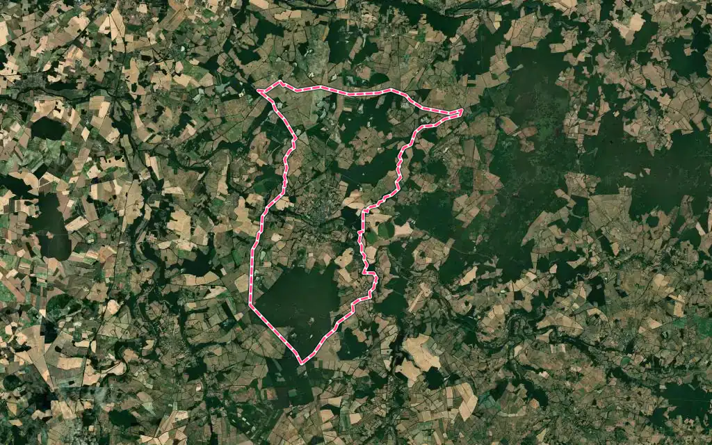 Vue satellite de Bélâbre avec ses contours administratifs