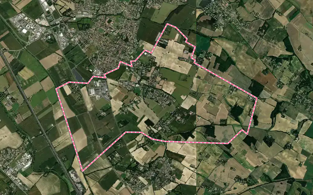 Vue satellite de Belberaud avec ses contours administratifs