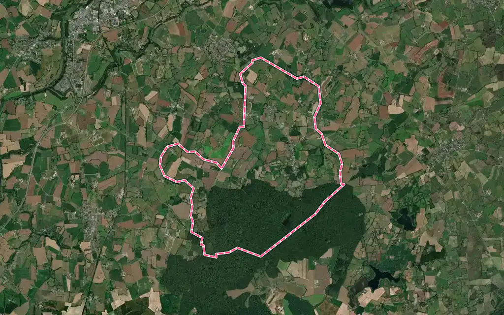 Vue satellite de Belgeard avec ses contours administratifs