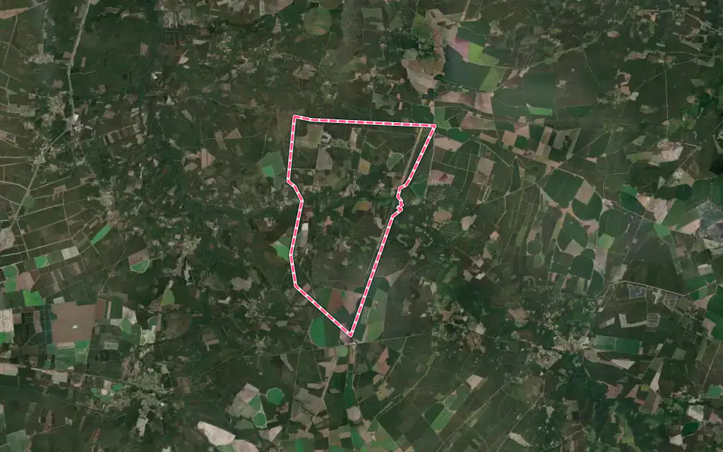 Vue satellite de Belhade avec ses contours administratifs