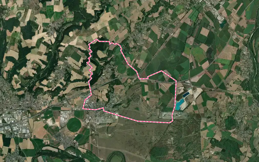 Vue satellite de Béligneux avec ses contours administratifs