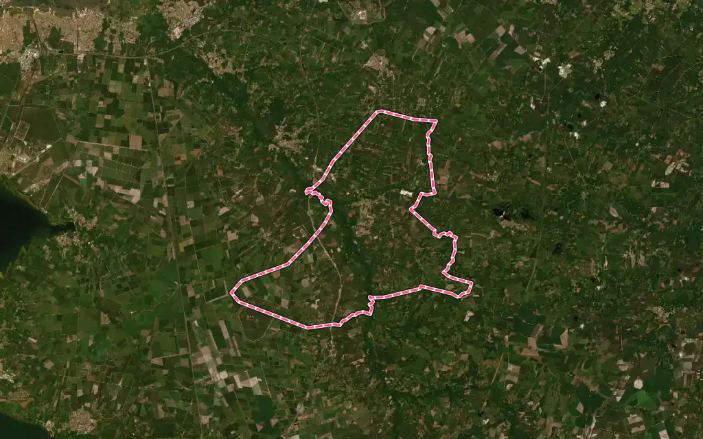 Vue satellite de Belin-Béliet avec ses contours administratifs