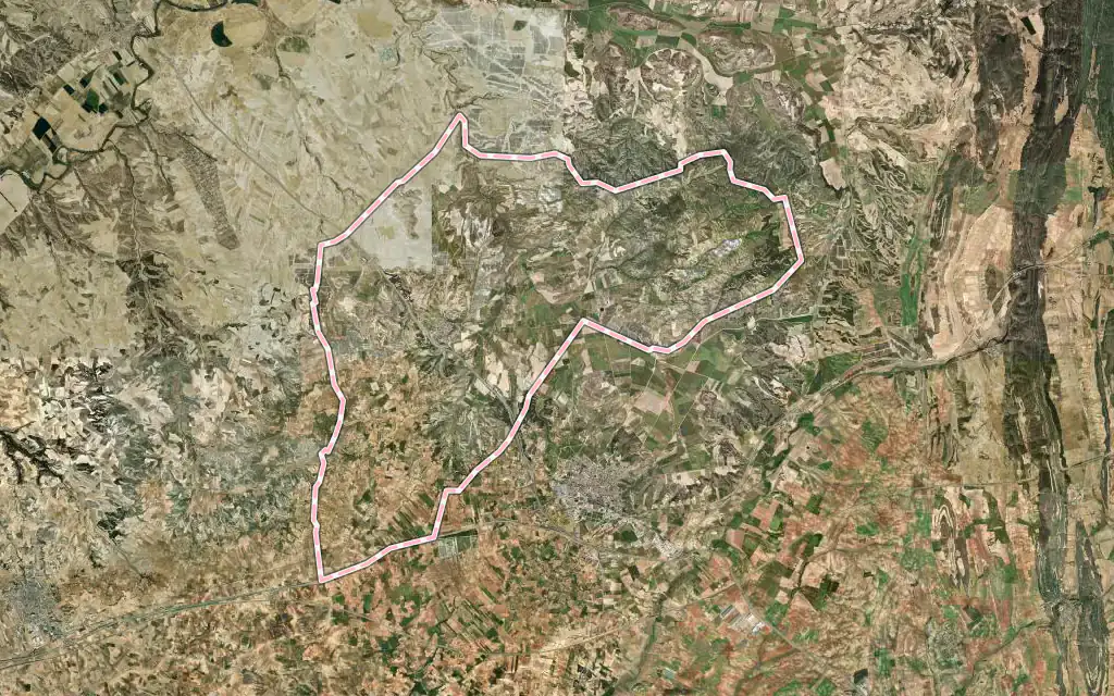 Vista satélite de Belinchón con su contorno administrativo