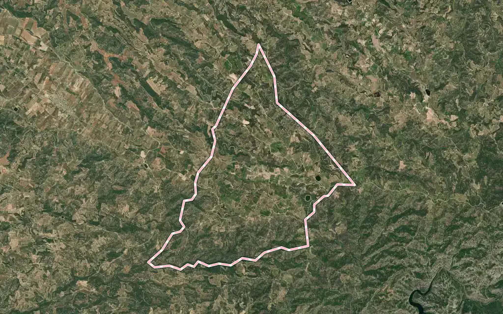 Vista satélite de Bellaguarda con su contorno administrativo