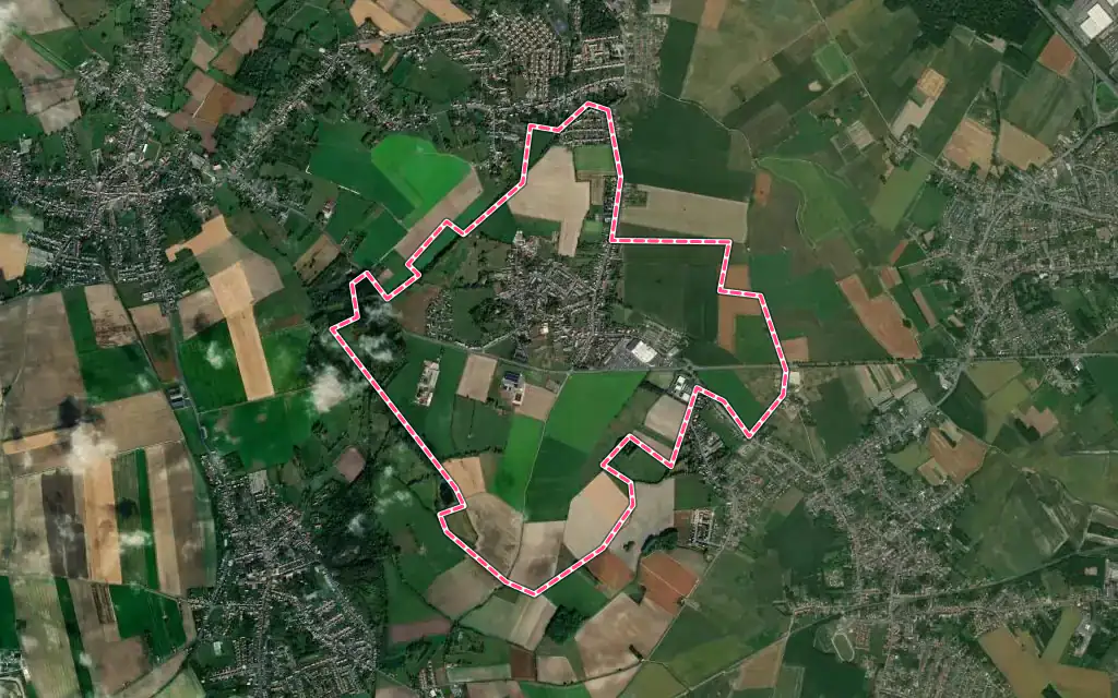 Vue satellite de Bellaing avec ses contours administratifs