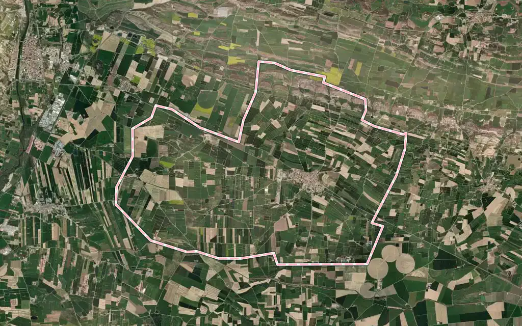 Vista satélite de Bellcaire d'Urgell con su contorno administrativo