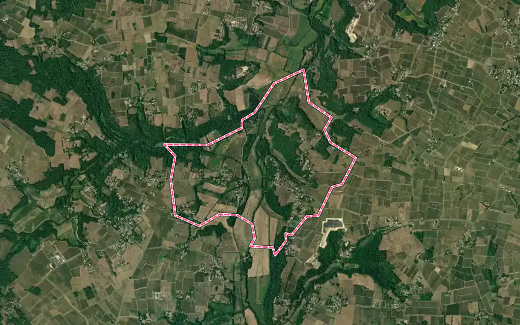 Vue satellite de Bellefond avec ses contours administratifs