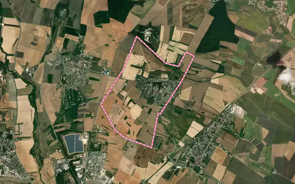 Vue satellite de Bellefond avec ses contours administratifs