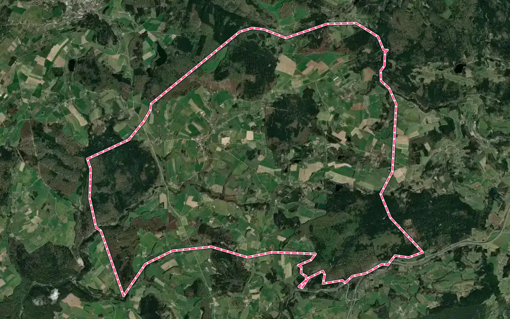 Vue satellite de Bellefontaine avec ses contours administratifs