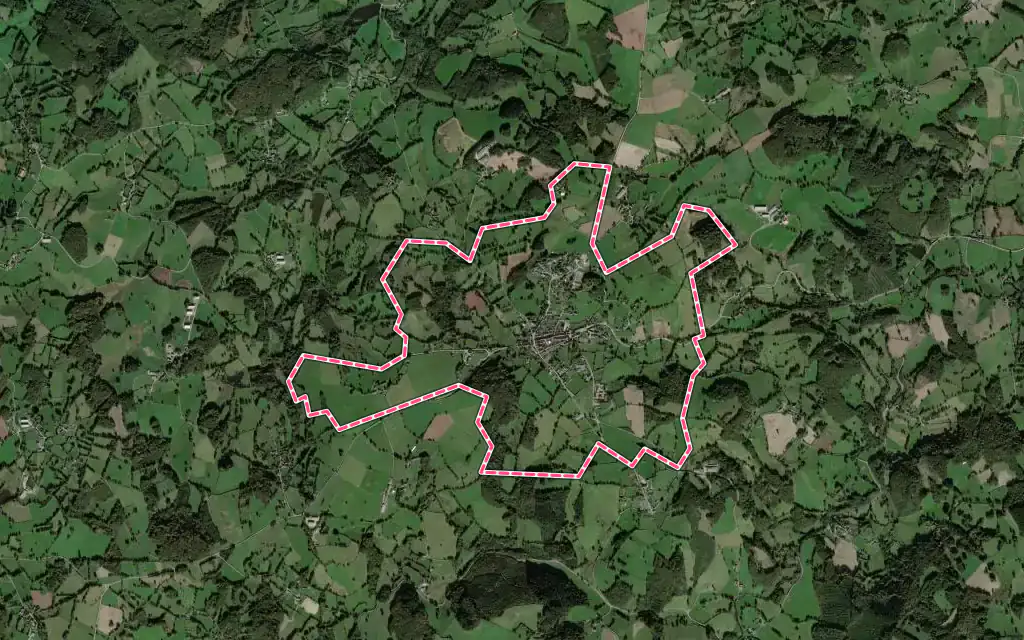 Vue satellite de Bellegarde-en-Marche avec ses contours administratifs