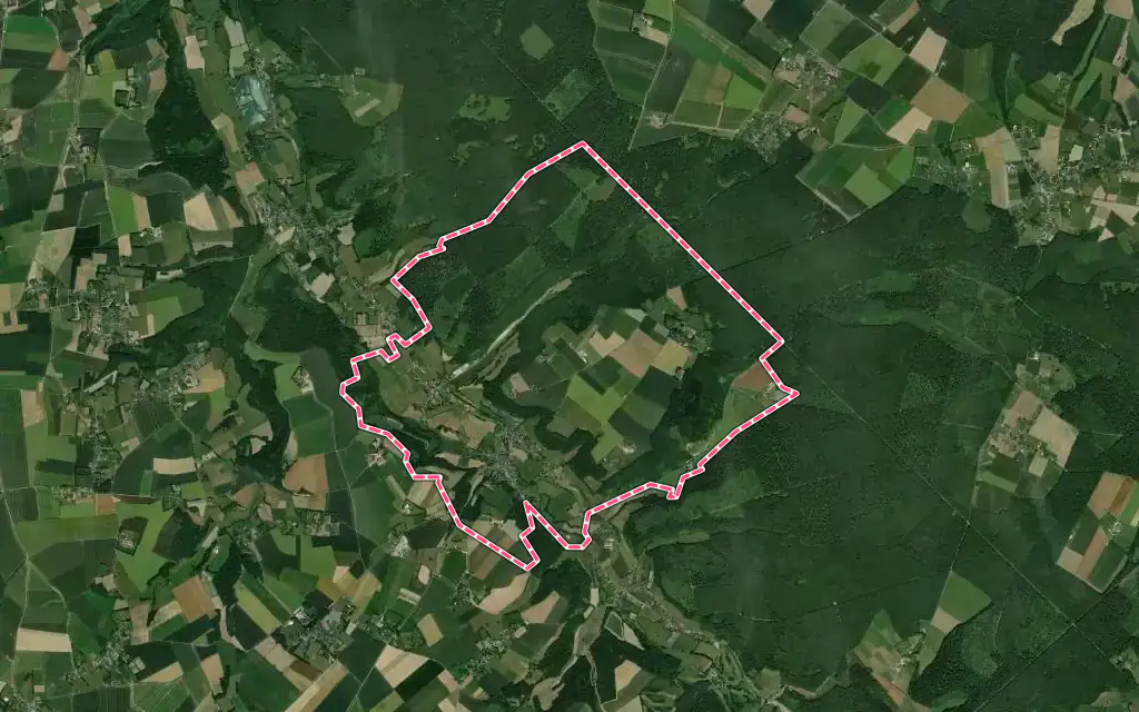 Vue satellite de Bellencombre avec ses contours administratifs