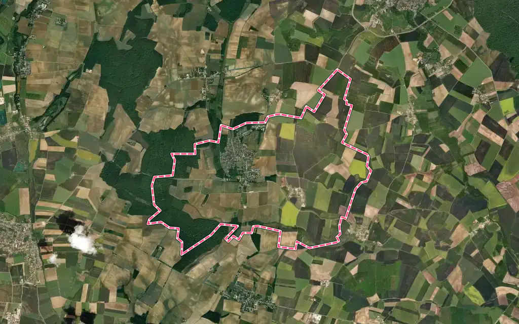 Vue satellite de Belleneuve avec ses contours administratifs