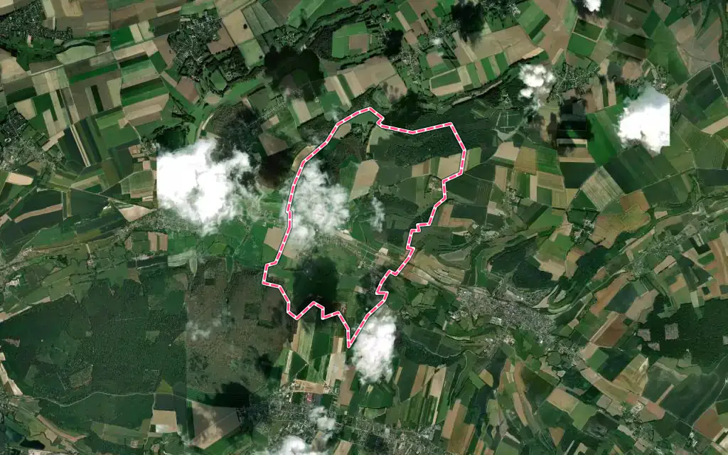 Vue satellite de Bellengreville avec ses contours administratifs