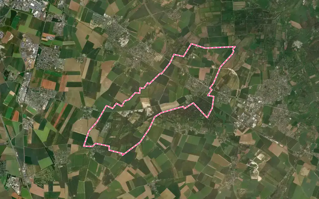 Vue satellite de Bellengreville avec ses contours administratifs