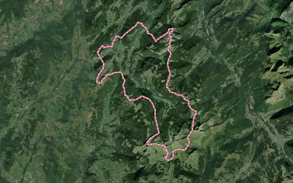 Vue satellite de Bellevaux avec ses contours administratifs