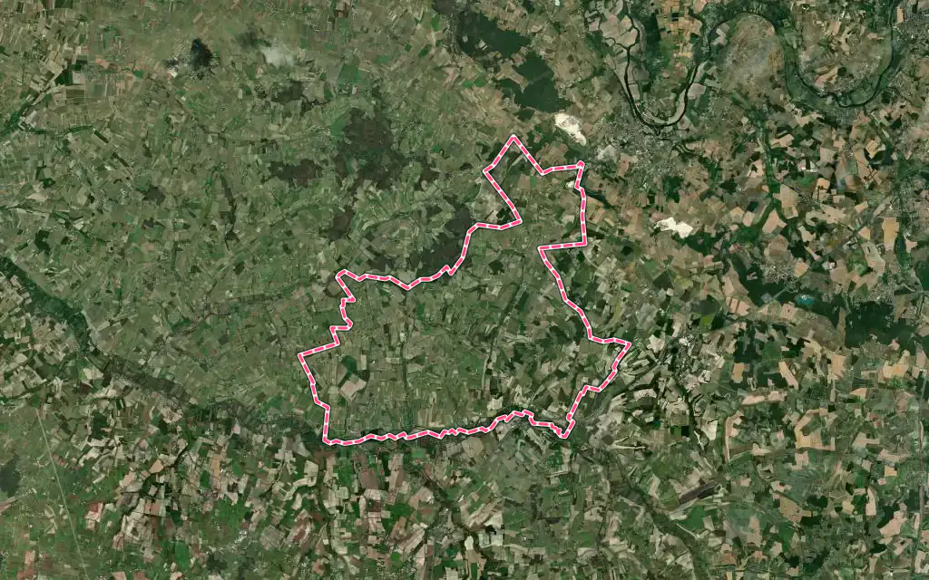 Vue satellite de Bellevigne avec ses contours administratifs