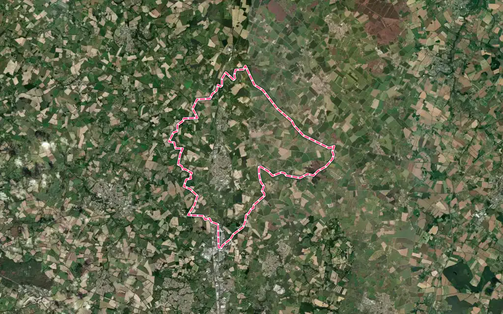 Vue satellite de Bellevigny avec ses contours administratifs
