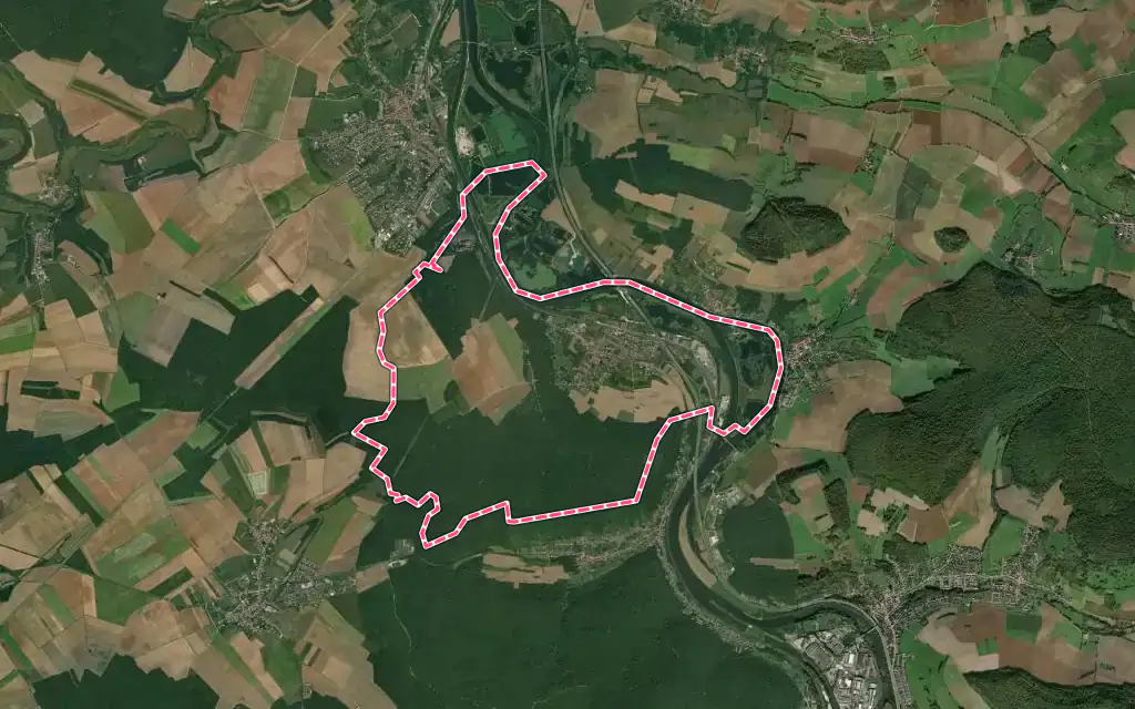 Vue satellite de Belleville avec ses contours administratifs