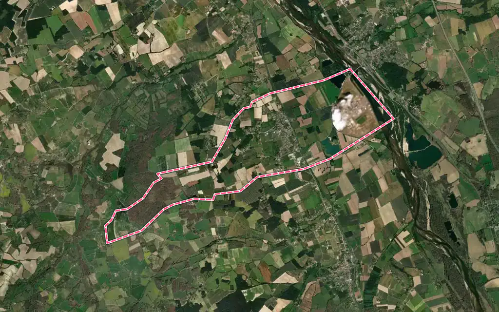 Vue satellite de Belleville-sur-Loire avec ses contours administratifs