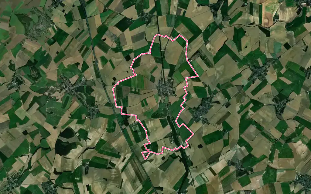 Vue satellite de Bellicourt avec ses contours administratifs