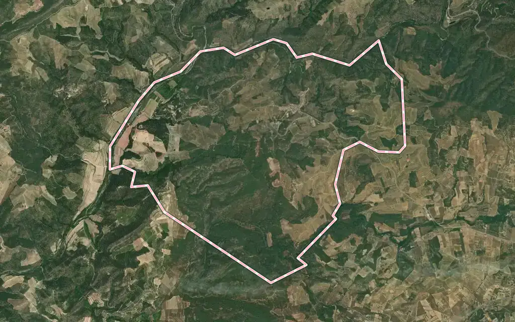 Vista satélite de Bellmunt del Priorat con su contorno administrativo