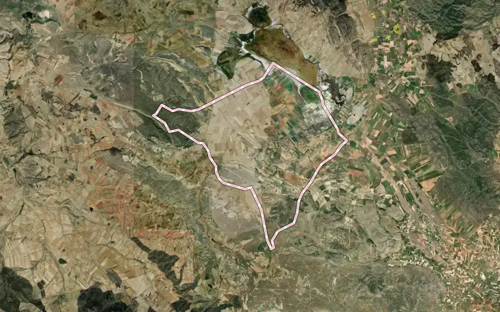 Vista satélite de Bello con su contorno administrativo
