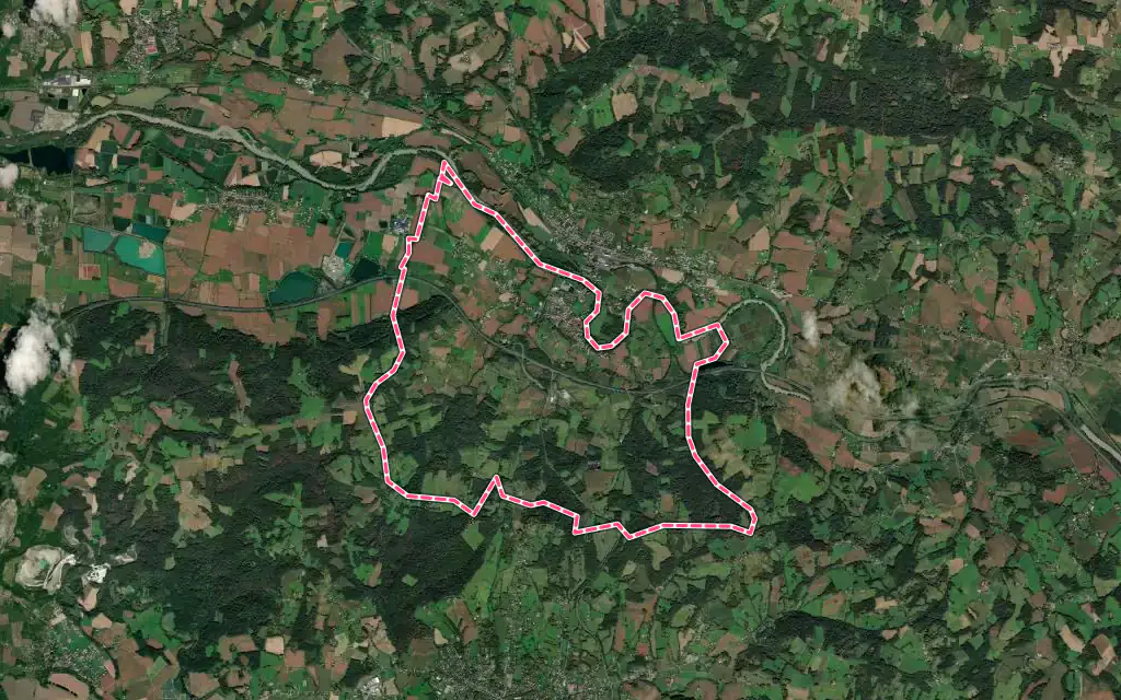 Vue satellite de Bellocq avec ses contours administratifs