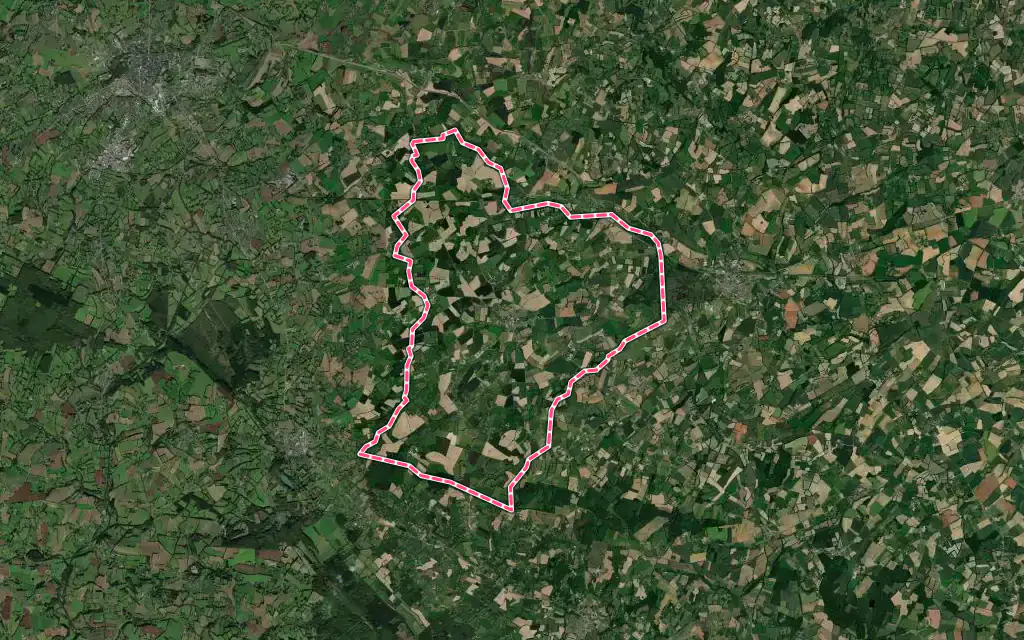Vue satellite de Bellou-en-Houlme avec ses contours administratifs