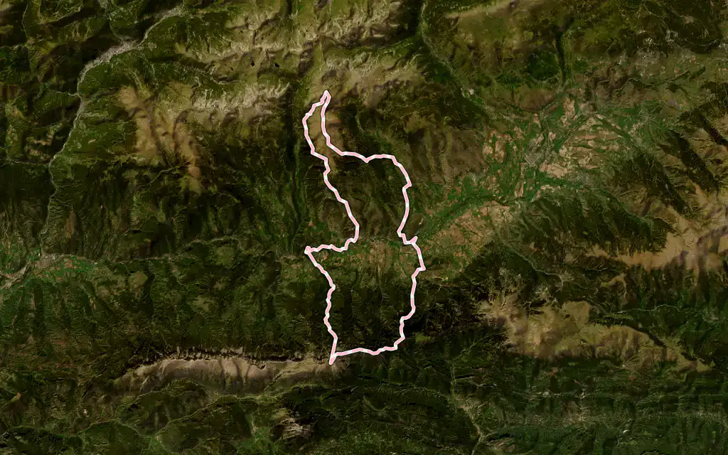 Vista satélite de Bellver de Cerdanya con su contorno administrativo