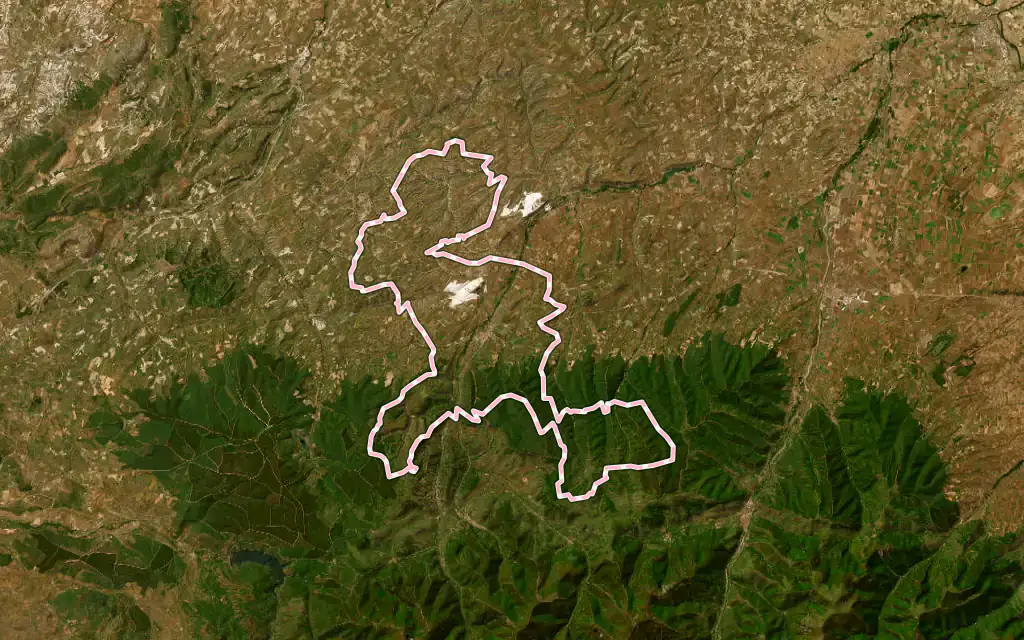 Vista satélite de Belorado con su contorno administrativo