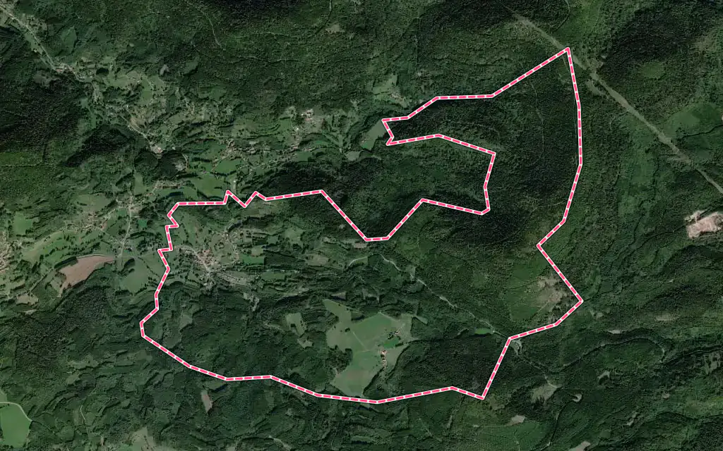 Vue satellite de Belval avec ses contours administratifs