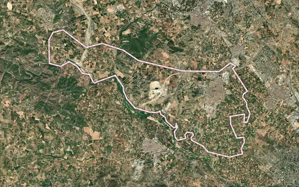 Vista satélite de Benaguasil con su contorno administrativo
