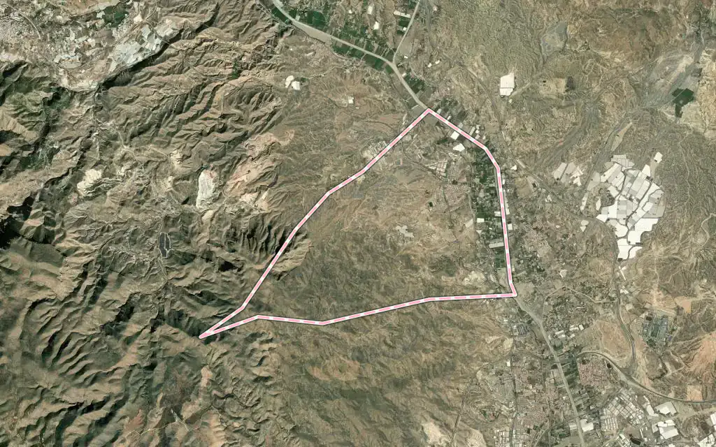 Vista satélite de Benahadux con su contorno administrativo