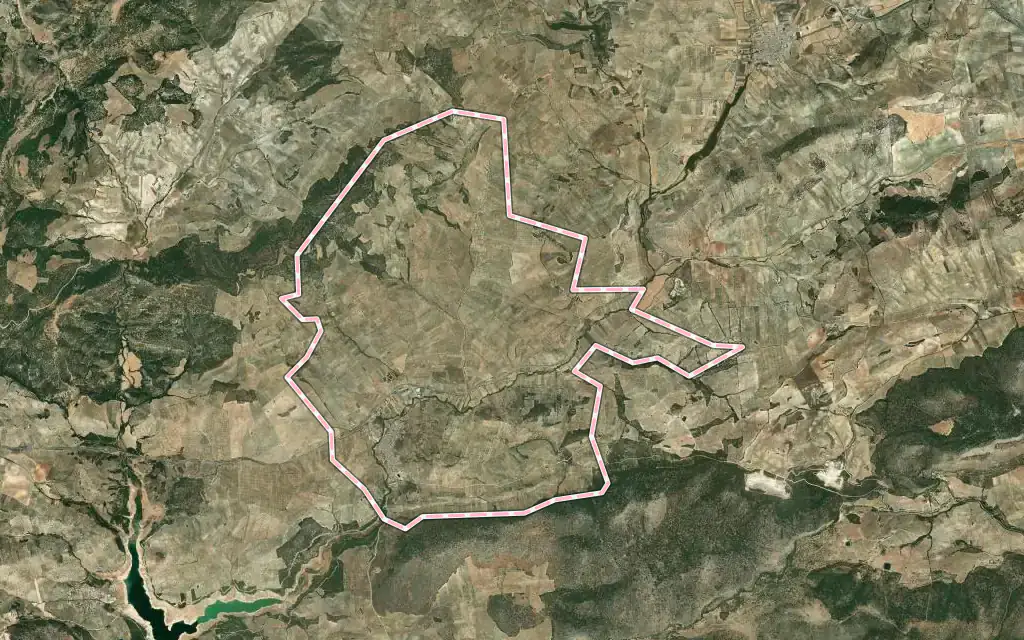 Vista satélite de Benalúa de las Villas con su contorno administrativo