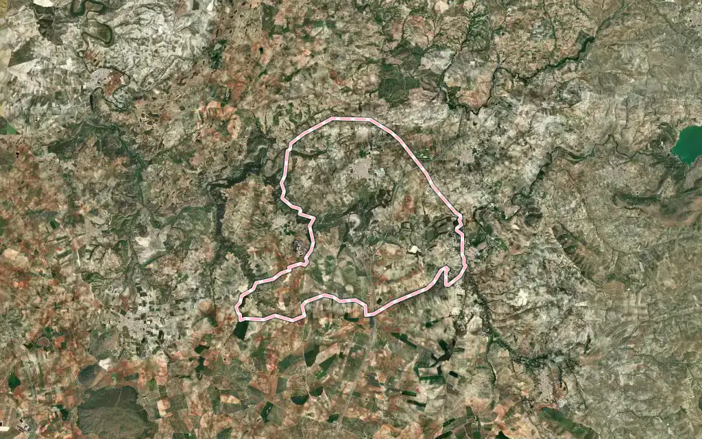 Vista satélite de Benamejí con su contorno administrativo
