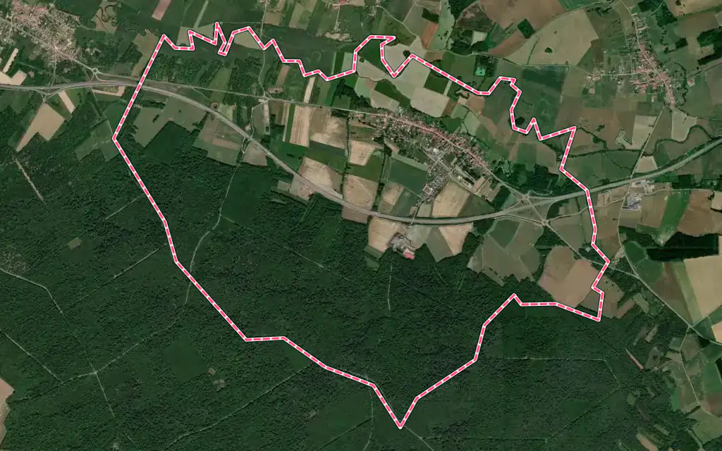 Vue satellite de Bénaménil avec ses contours administratifs