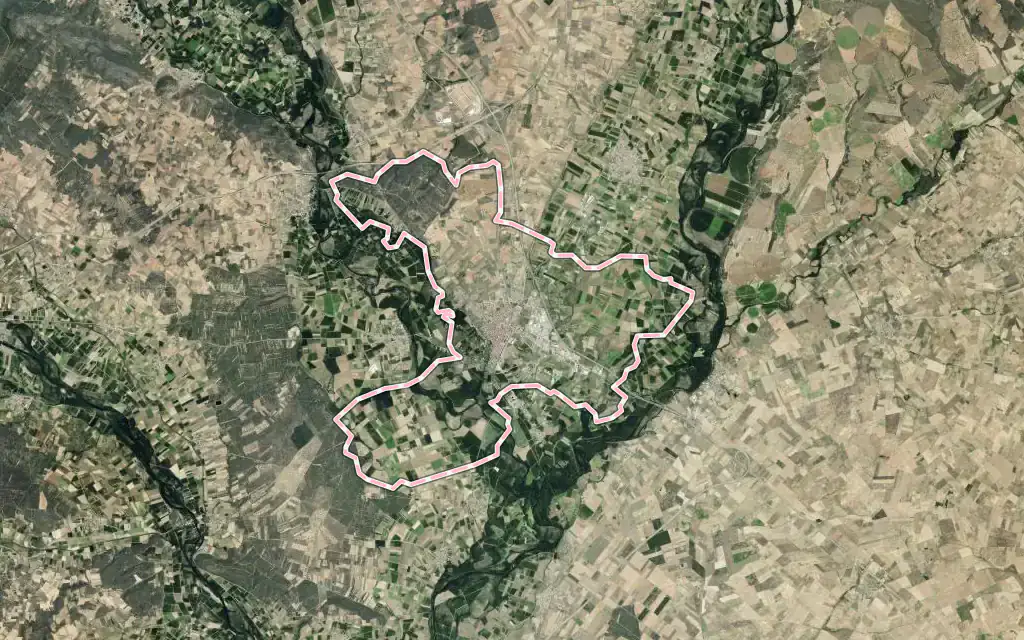 Vista satélite de Benavente con su contorno administrativo